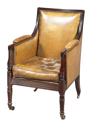 Lot 386 - Regency Mahogany and Leather-Upholstered...