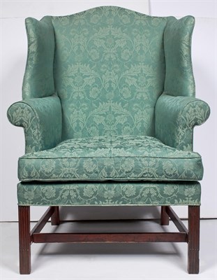 Lot 240 - Chippendale Mahogany Upholstered Wing Chair...