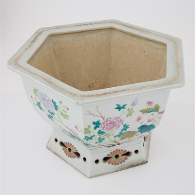 Lot 334 - Chinese Famille Verte Porcelain Hexagonal...
