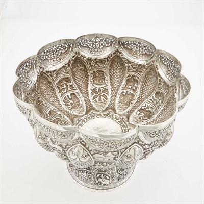 Lot 58 - Indian Silver Bowl Circa 1880, Lucknow Chased...
