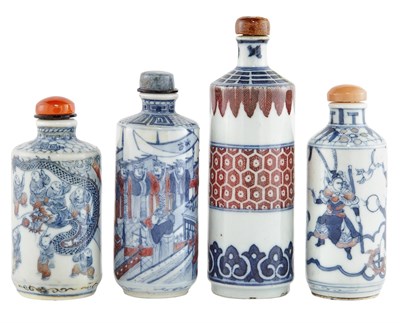 Lot 279 - Group of Four Chinese Blue, White and Red...