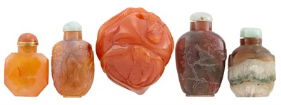 Lot 268 - Group of Three Chinese Carnelian Snuff Bottles...