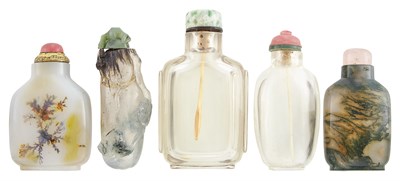 Lot 307 - Three Chinese Rock Crystal Snuff Bottles...