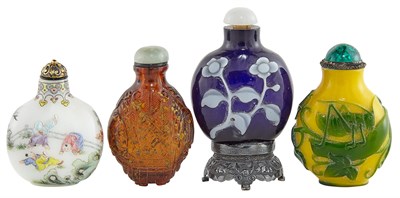 Lot 151 - Group of Four Chinese Glass Snuff Bottles...