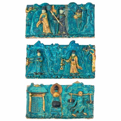Lot 44 - Group of Three Chinese Turquoise, Yellow,...