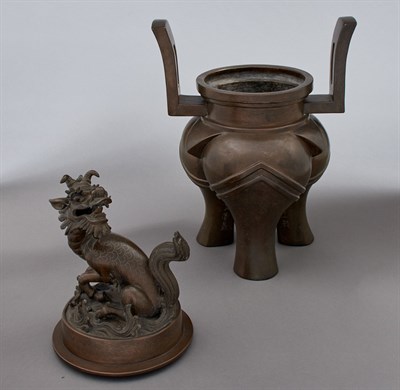 Lot 45 - Chinese Silver Inlaid Bronze Tripod Covered...