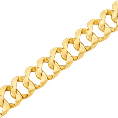 Lot 620 - Gold Heart Curb Link Bracelet, Tiffany & Co.