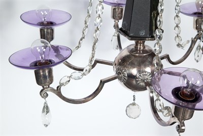 Lot 465 - Swedish Silvered Metal and Glass Six-Light...