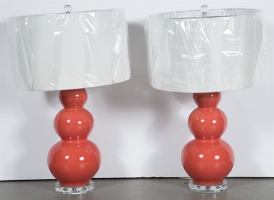 Lot 366 - Pair of Triple Gourd Form Porcelain Table...