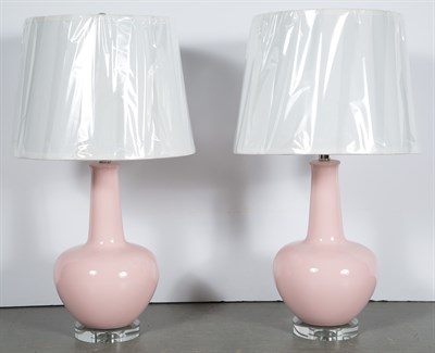 Lot 396 - Pair of Bottle Form Porcelain Table Lamps...