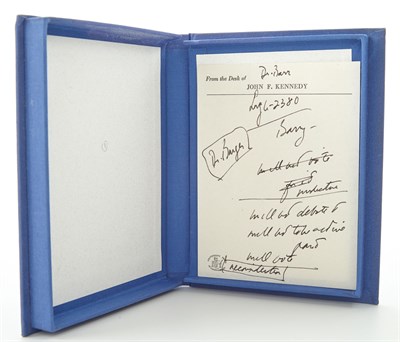 Lot 21 - KENNEDY, JOHN FITZGERALD Manuscript sheet of...