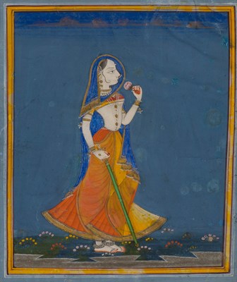 Lot 45 - Indian School 19th Century Female in a blue...