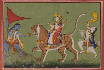 Lot 50 - Indian School 19th Century Devi on her Tiger...