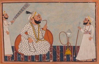Lot 41 - Indian School 19th Century A raja smoking a...