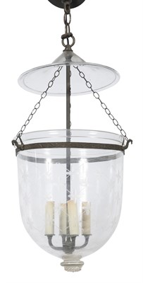 Lot 420 - George III Style Brass and Glass Hall Lantern...