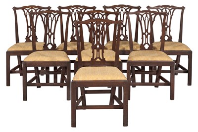 Lot 250 - Set of Eight Chippendale Mahogany Dining Side...