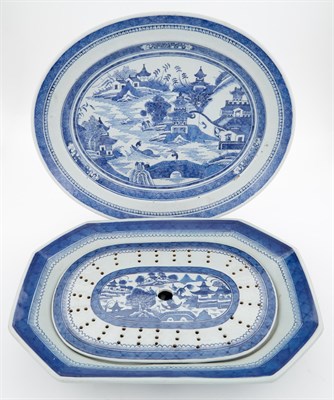 Lot 224 - Nanking Porcelain Oval Platter 19th Century...