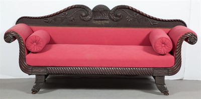 Lot 286 - Classical Carved Mahogany Upholstered Sofa...
