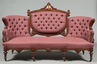 Lot 311 - American Renaissance Walnut Upholstered Settee...
