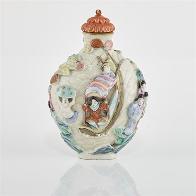 Lot 281 - Chinese Molded Porcelain Snuff Bottle Qing...