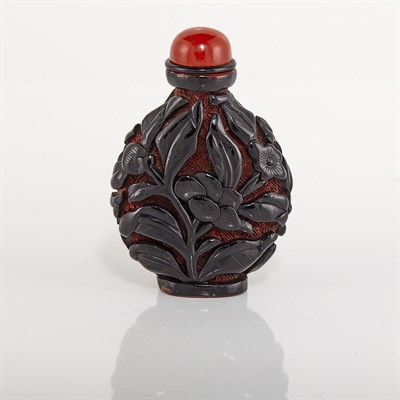 Lot 290 - Chinese Black and Red Lacquer Snuff Bottle Of...