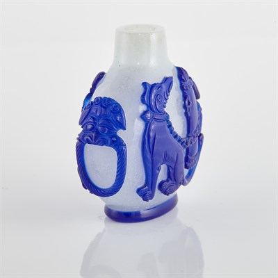 Lot 293 - Chinese Blue Overlay Glass Snuff Bottle Height...