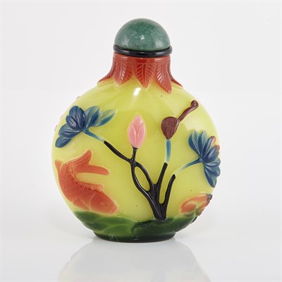 Lot 294 - Chinese Multi-Color Overlay Yellow Glass Snuff...