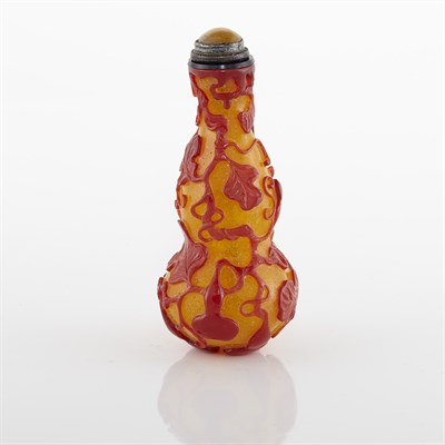 Lot 332 - Chinese Red Overlay Glass Snuff Bottle Of...
