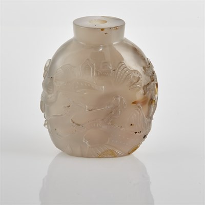 Lot 329 - Chinese Shadow Agate Snuff Bottle Of ovoid...