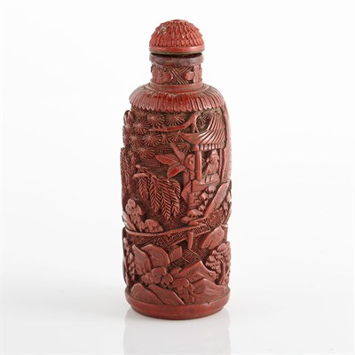 Lot 302 - Chinese Red Lacquer Snuff Bottle Of...
