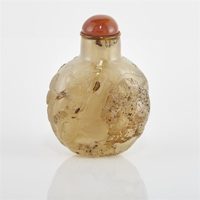 Lot 303 - Chinese Shadow Agate Snuff Bottle Of flattened...