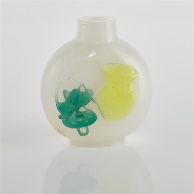 Lot 301 - Chinese Multi-Color Overlay White Glass Snuff...