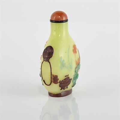 Lot 347 - Chinese Multi-Color Overlay Yellow Glass Snuff...