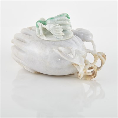 Lot 204 - Chinese Jade Citron Form Covered Bowl Carved...