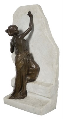 Lot 546 - French Art Nouveau Patinated Bronze and Marble...