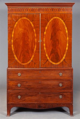 Lot 262 - Federal Inlaid Mahogany Linen Press Early 19th...