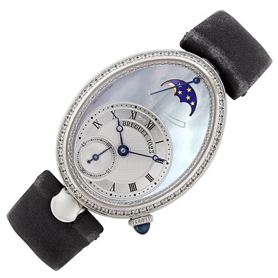 Lot 71 - Breguet, White Gold, Mother-of-Pearl and Diamond 'Reine de Naples' Moonphase Wristwatch, Ref. 8908