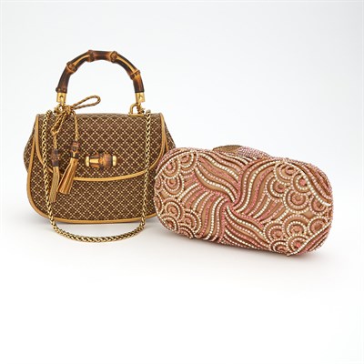 Lot 2108 - Gucci, Fabric Shoulder Bag and Rhinestone Clutch