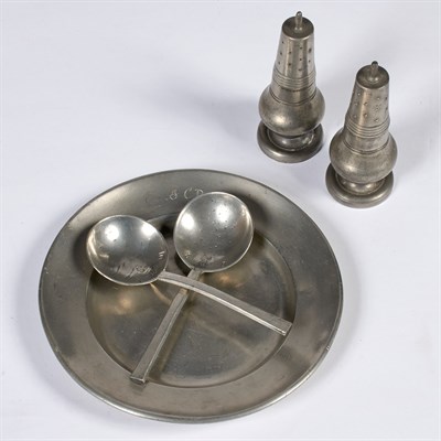 Lot 243 - Group of Pewter Articles Primarily 19th...
