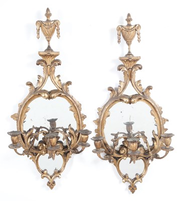 Lot 225 - Pair of George III Style Giltwood Girandoles...