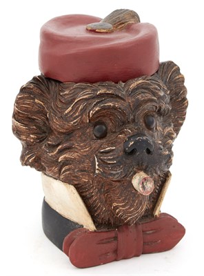 Lot 246 - Painted Earthenware Dog-Form Tobacco Box...