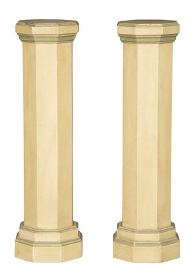 Lot 535 - Pair of Painted Octagonal Pedestals Height 37...