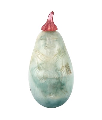 Lot 98 - Chinese Jadeite Snuff Bottle The teardrop form...