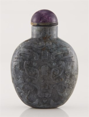 Lot 264 - Chinese Gray Jade Snuff Bottle Of flattened...