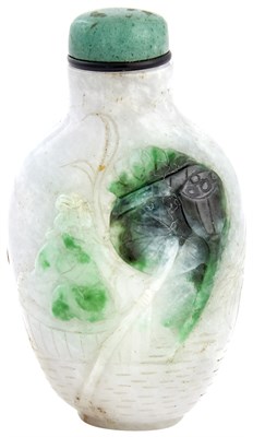 Lot 617 - Chinese Jadeite Snuff Bottle The flattened...