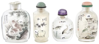 Lot 624 - Four Chinese Inside-Painted Snuff Bottles Each...