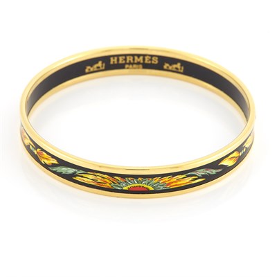 Lot 1540 - Gilt and Enamel Bangle Bracelet, Hermès, Paris