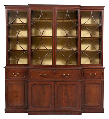 Lot 458 - George III Style Mahogany Breakfront Bookcase...