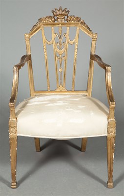 Lot 457 - Pair of Neoclassical Giltwood Open Armchairs...