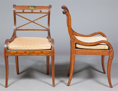 Lot 417 - Set of Four Regency Style Painted Satinwood...